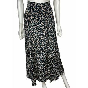 Carole Little, Vintage, size 10, Navy Pink Floral Maxi Skirt